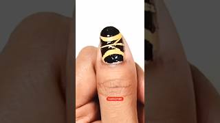 Easy black and yellow nail art design at home nails viral naildesign nailtutorial [upl. by Idzik866]