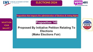 2024 Whats on Your ballot Proposition 140 [upl. by Leahcim]