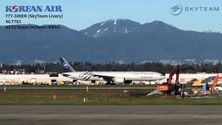 YVR Departures Special Korean Air SkyTeam Livery 777300ER HL7783 Westjet 737800 Runway 26L [upl. by Christa]