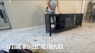 HOW TO ASSEMBLE  WALMART TV STAND WITH ELECTRIC FIREPLACE [upl. by Nidla]