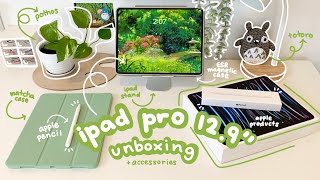 ipad pro 129” m2 unboxing 2023 🤍🌿 apple pencil 2  accessories [upl. by Jerry]