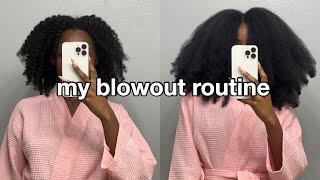 HOW I BLOWOUT MY THICK NATURAL HAIR  NO HEAT DAMAGE type 4 ✨💆🏾‍♀️ [upl. by Abixah970]