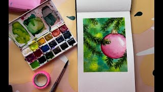 Kerstbal illustratie met Aquarel [upl. by Enirehs]