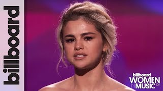 Selena Gomez Tearfully Accepts Woman of the Year Award at Billboards Women in Music 2017 [upl. by Remliw]