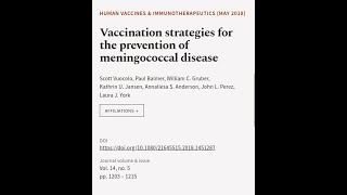 Vaccination strategies for the prevention of meningococcal disease  RTCLTV [upl. by Jocelyne842]