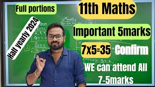 11th Maths  Most important 5marks 3535 confirm  Full portions  Half yearly 2024 [upl. by Krissie]