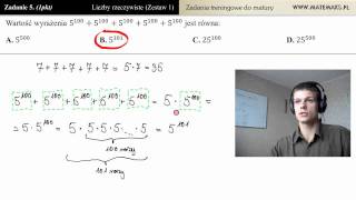 Zadanie 5  Potęgi zadania maturalne  działania na liczbach [upl. by Harrietta]