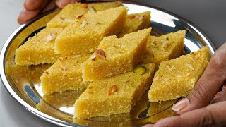 I Combined Custard Powder With Suji amp Make This Delicious Barfi Recipe  Suji Custard Halwa Recipe [upl. by Ned]