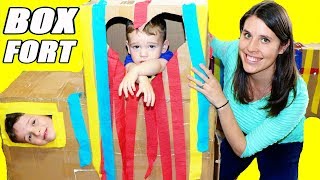 GIANT BOX FORT DIY Cardboard Play House Tutorial For Kids Party Fun [upl. by Rickey]