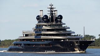 LUMiNANCE yacht  amazing ship horn of brand new superyacht vs awesome LURSSEN shipyard horn  4K [upl. by Idnic]