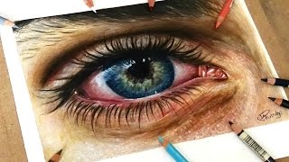 Speed Drawing Drawing A Realistic Eye In Coloured Pencil [upl. by Halian]