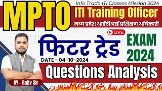 MP ITI Training officer Exam Analysis 2024 Shift 1 Trade Fitter 04 10 2024 iti to exam review 2024 [upl. by Amlev]