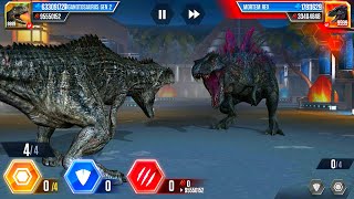 GIGANOTOSAURUS GEN 2 MAX LEVEL 999 VS MORTEM REX 999  JURASSIC WORLD THE GAME [upl. by Valdas48]