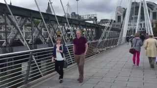 London Embankment  Walking across Hungerford Bridge and Golden Jubilee Bridges [upl. by Aicilana]