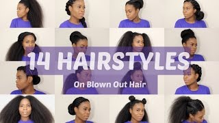 14 HAIRSTYLES on BLOWN OUT Hair NaturalTexlaxedRelaxed Hair Friendly [upl. by Oicatsana]