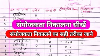 संयोजकता  valency Kaise nikale  sanyojakta Kaise nikale studywithsaudagar chemistry [upl. by Naerad984]