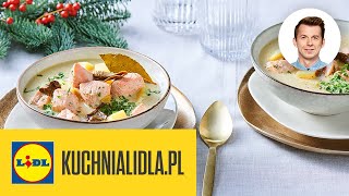 Zupa RYBNA pachnąca świętami 🐟 z łososiem i grzybami  Karol Okrasa amp Kuchnia Lidla [upl. by Alf]