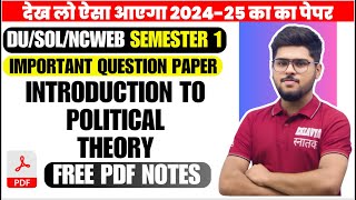 introduction to political theory semester 1 BA Program important questions previous year papers sol [upl. by East]