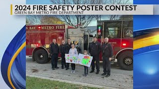 2024 Fire Safety Poster Contest winners get special ride to school with the Green Bay Metro Fire Dep [upl. by Skier199]