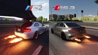 Audi rs3 vs Bmw M2 audirs3 bmwm2 assettocorsa sound gaming automobiles [upl. by Kumler]