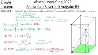 Abschlussprüfung Mathe 2023 Realschule Bayern Gruppe 1  Aufgabe B4 vorgerechnet  obachtmathe [upl. by Ikiv]