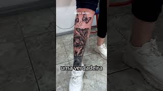 A Força do Lobo a Delicadeza da Borboleta Uma Tatuagem Única tatuagemfeminina loboborboleta [upl. by Klarika450]