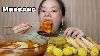 MUKBANG ASMR Tteokbokki Odeng  Gimari Samgak cheese ball [upl. by Bailar]