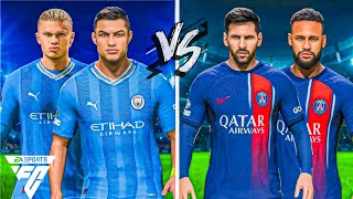 Ronaldo Harland Vs Messi Mbappé  UCL Semifinal  Manchester City Vs Paris SG  FC24 4K Match [upl. by Atteuqahc390]