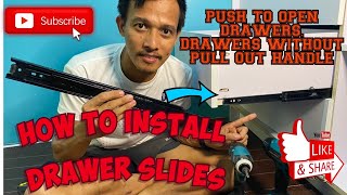 HOW TO INSTALL DRAWER SLIDE DIY PUSH TO OPEN DRAWER SLIDES [upl. by Cadell]