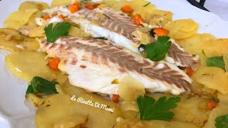 SPIGOLA BRANZINO CON LE PATATE IN PADELLA  Senza Forno  RICETTA FACILE E MOLTO GUSTOSA [upl. by Kcir]