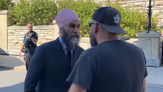 quotWho said itquot  NDP Leader Jagmeet Singh gets into verbal altercation in Ottawa [upl. by Adnuhsat]