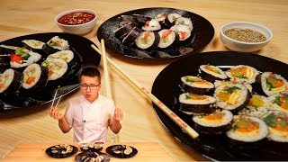 Кимпаб Гимпаб Гимбаб 김밥 с мясом тунцом фруктами  рецепт  разбор [upl. by Milon]