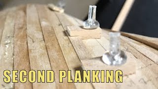 Second layer of PLANKING  Model ship building  RC Fifie [upl. by Swithin]