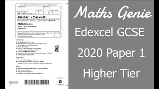 Edexcel GCSE Maths 2020 Higher Exam Paper 1 Walkthrough [upl. by Harutek873]