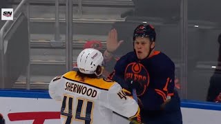 Scrum Ensues After Jesse Puljujarvi Hits Alex Carrier [upl. by Giorgi]