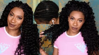 Crochet on OLD Braids LuluTress Deep Wave 18quot amp Beach Curl 18quot  Warm Yellow Makeup Tutorial [upl. by Hortense75]