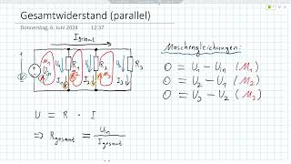 Parallel Widerstand Ω Formel Herleitung  mit Kirchhoff und Ohmsches Gesetz  Tutorial  Informatik [upl. by Attelrac]