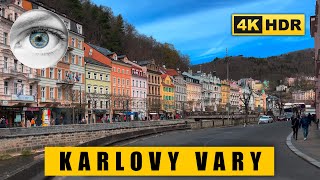 Karlovy Vary 4K walk Grandhotel Pupp Tepla River Mill Colonnade 🇨🇿 Czech Republic HDR ASMR [upl. by Tomkin840]