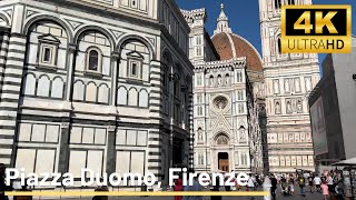 ITALY Santa Maria del Fiore Firenze 4K  Piazza Duomo walking tour Florence [upl. by Htiffirg217]