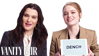 Emma Stone Learns British Slang From Rachel Weisz  Vanity Fair [upl. by Aara]