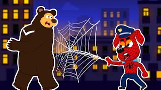 Sheriff Labrador Turns into Spider Man to Punish the Evil Black Bear  Fun Adventure [upl. by Aicekat]