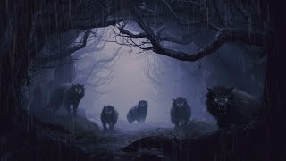 Werewolf Ambience with Halloween Music Wolf Sounds amp Rain Sounds  Werewolf Forest [upl. by Beka]