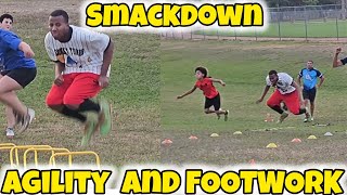 SMACKDOWN AGILITY AND FOOTWORK FOR BASEBALL trackandfield [upl. by Atnahsal]