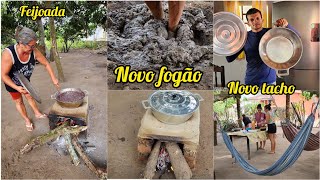 construindo um fogão de chão a moda antiga  feijoada para o almoço [upl. by Alwin463]