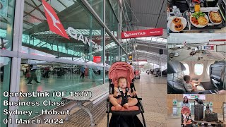 QantasLink B717 Business Class with a baby March 2024  Sydney to Hobart QF 1537 [upl. by Pompei]