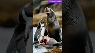 penguin vs sea lion animals trending animal [upl. by Meelak49]