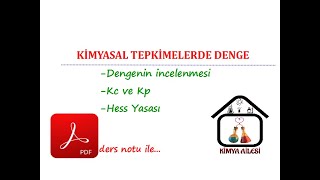 KİMYASAL TEPKİMELERDE DENGE [upl. by Hansiain]