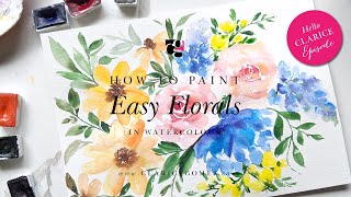 How to Paint Easy Florals in Watercolour  Hello Clarice Tutorials [upl. by Beck]