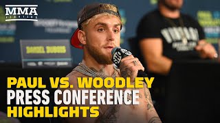 Jake Paul Vs Tyron Woodley Press Conference Highlights  Paul vs Woodley  MMA Fighting [upl. by Budwig]