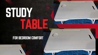 bedroom smart Study tableSasimo Laptop DeskPortable Foldable Cup Holder Bed Tray Table with Drawer [upl. by Niawat85]